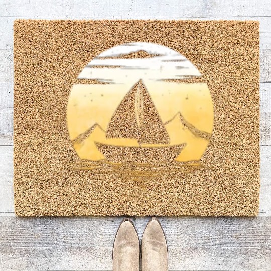 Sailboat moon sailing gift for captain holiday Coir Doormats