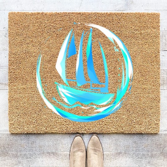 Sailing gift for sailing boat, captain, holiday Coir Doormats