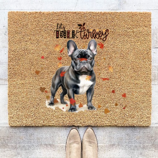 Black French Bulldog Funny Thanksgiving Dog Coir Doormats