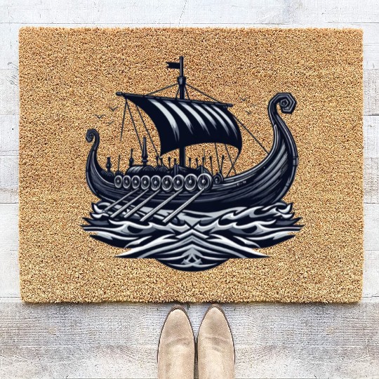 Viking Raiders: Norse Seafaring Art Coir Doormats