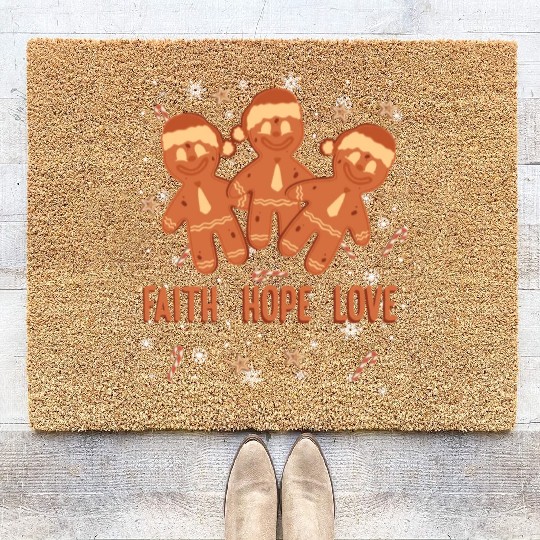 Faith Hope Love Religious Christmas Costume Coir Doormats