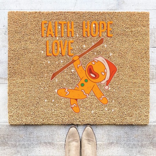 Faith Hope Love Religious Christmas Costume Coir Doormats