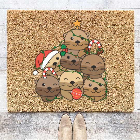 Otter Christmas Tree Funny Animal Christmas Coir Doormats