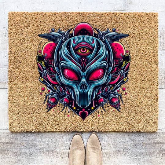 alien art style Coir Doormats