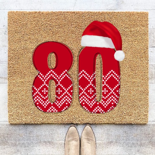80th Birthday - Congratulations Number Eighty! Coir Doormats