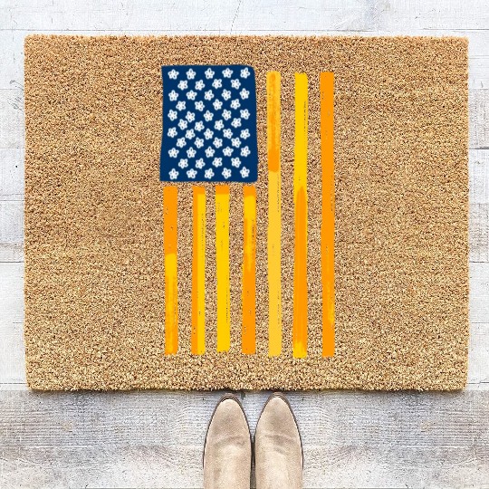 Usa Flag Yellow Coir Doormats