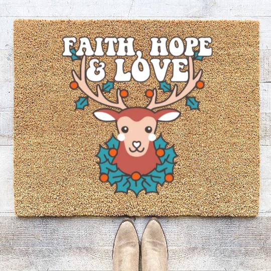 Religious Family Faith Hope Love Christmas Coir Doormats