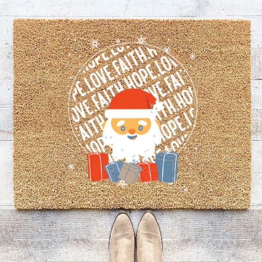 Faith Hope Love Religious Family Christmas Santa Coir Doormats