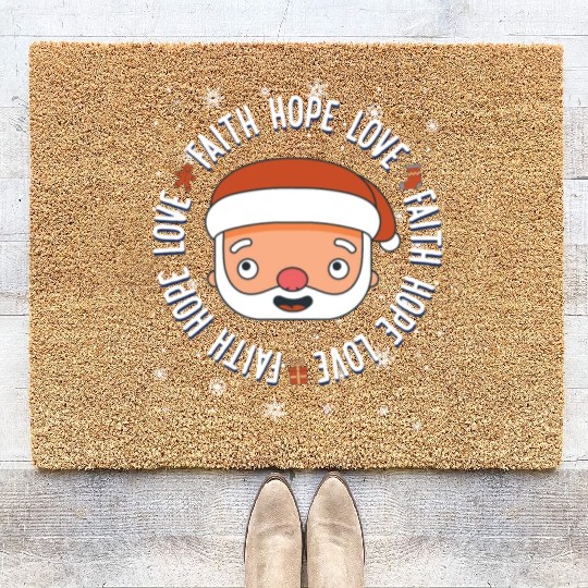 Religious Family Faith Hope Love Christmas Santa Coir Doormats