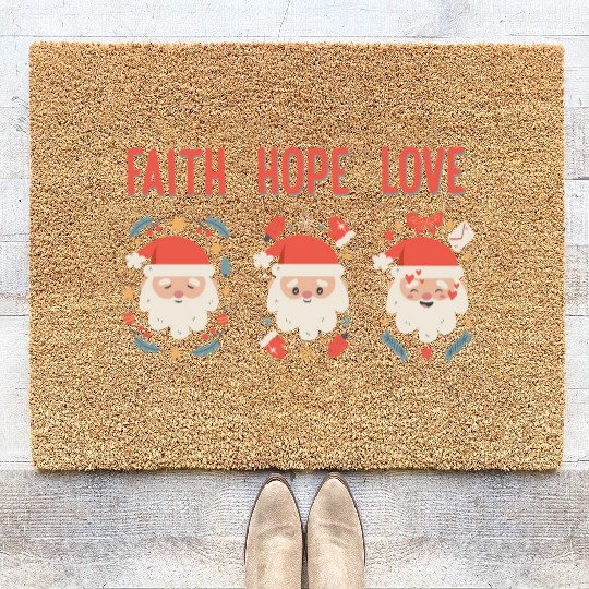 Religious Family Faith Hope Love Christmas Santa Coir Doormats