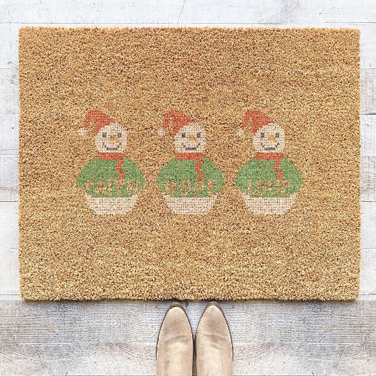 Religious Family Faith Hope Love Christmas Coir Doormats