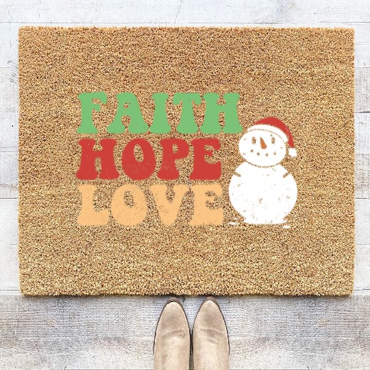 Faith Hope Love Religious Family Christmas Coir Doormats