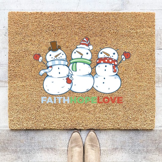 Religious Family Faith Hope Love Christmas Coir Doormats