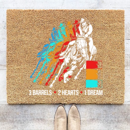 3 Barrels 2 Hearts 1 Dream Barrel Racing For Women Coir Doormats