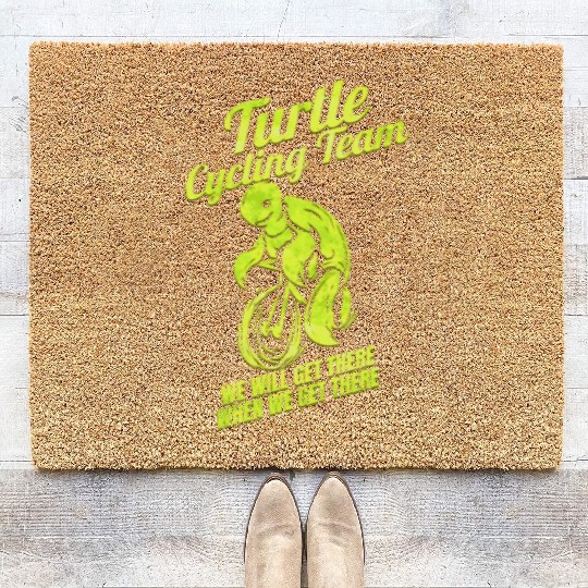 Cyclist Funny Gift Bicycle Tour Bike Turtle Coir Doormats