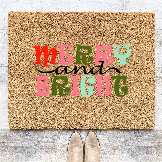 Merry and Bright Christmas Coir Doormats