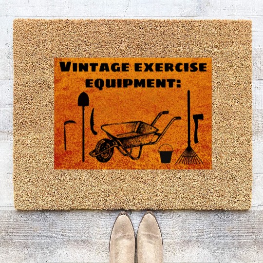 Vintage Exercise Equipment (Orange) - Garden Humor Coir Doormats