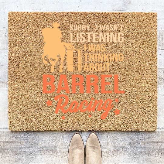 Horseback Riding Cowgirl Funny Barrel Racing Coir Doormats