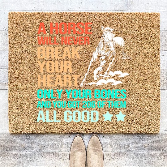 Funny Barrel Racing Cowgirl Horseback Riding Coir Doormats