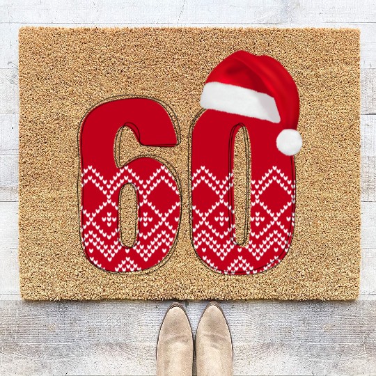 Happy 60th Christmas Birthday - Number Sixty Coir Doormats