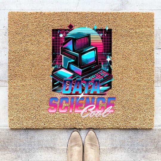 Retro Neon Data Science Vibes 90s Coir Doormats