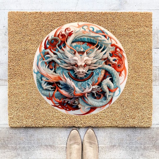 Chinese Dragon Mandala Art Coir Doormats