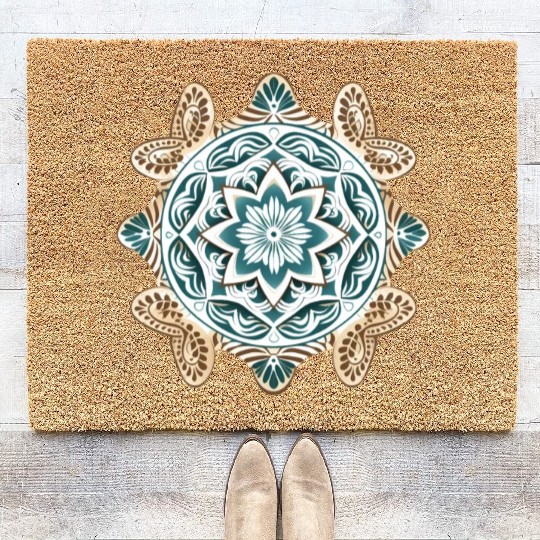 Sea Turtle Mandala Art Coir Doormats
