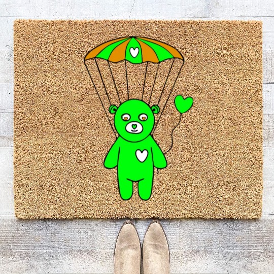 Teddy Bear - The Green Skydiver Coir Doormats
