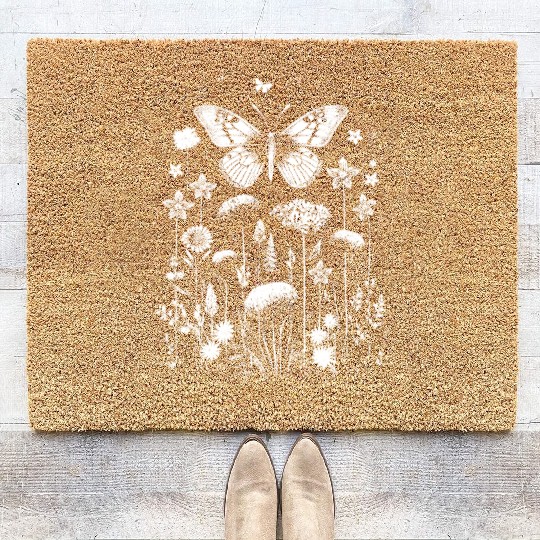 Fairycore cottagecore aesthetic grunge flowers Coir Doormats