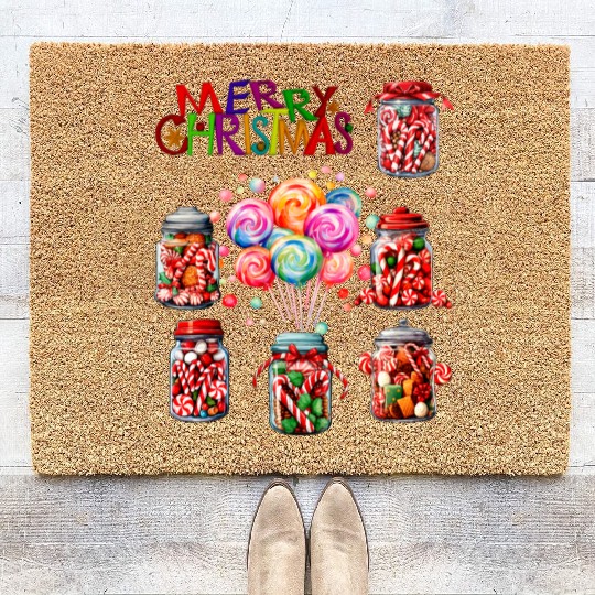 Merry Christmas Sweet Candy Canes Coir Doormats