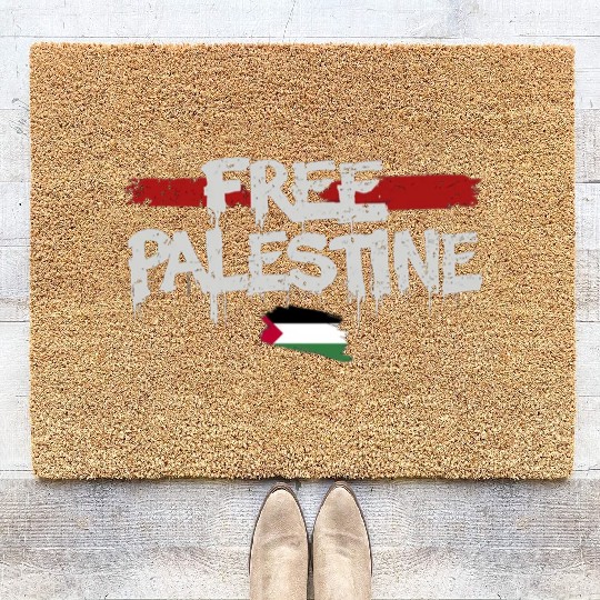 graffiti free palestine Coir Doormats