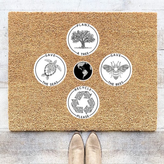 Earth Day Save The Planet Coir Doormats