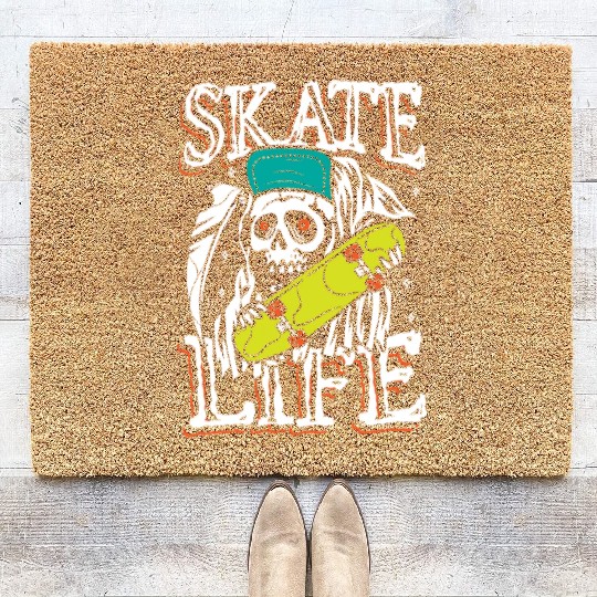 Skate life | rolling punk skull Coir Doormats