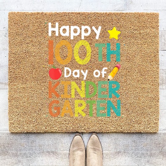 Cute 100 Days Of Kindergarten Teacher Colorful Coir Doormats
