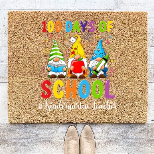 Cute Gnome Kindergarten Teacher 100Th Day School Coir Doormats