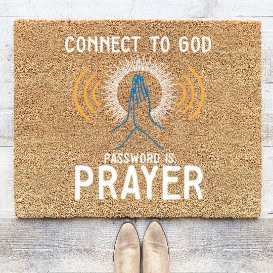 Connect to God I Love Jesus Believer Worship Coir Doormats