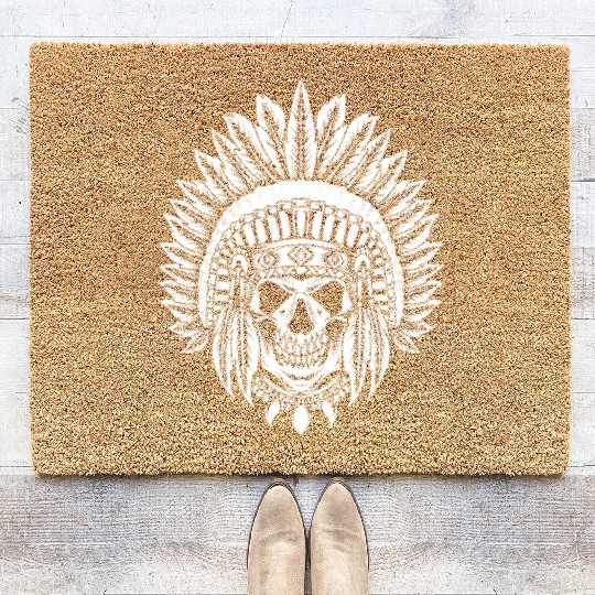 Indigenous Native American Skull Skull Head Coir Doormats