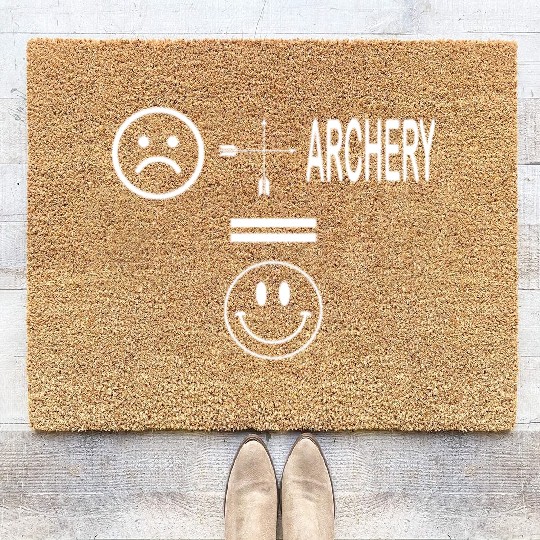 Sad + Archery = Happy archer quote Coir Doormats