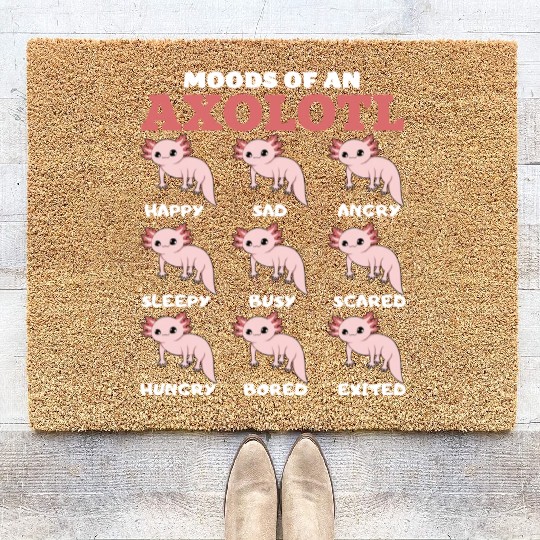 Moods Of An Axolotl Axolotls Lover Coir Doormats