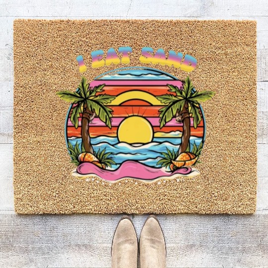 60s Groovy I Eat Sand and Sunset Beach Coir Doormats