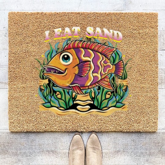 60s Groovy I Eat Sand and Fish Coir Doormats
