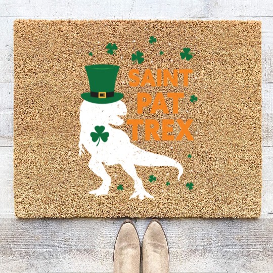 Saint Pat T Rex St Patrick s Day Dinosaur Coir Doormats