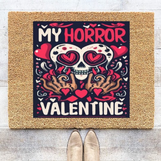 My Horror Valentine Skull Heart Coir Doormats