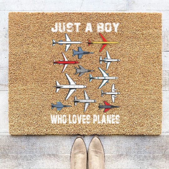 Airplane Just A Boy Who Loves Planes Boys Toddler Coir Doormats
