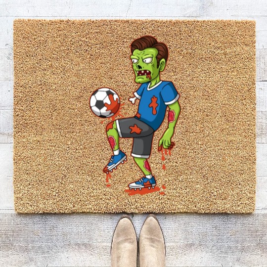 Soccer Player Zombie Trick Or Treat Halloween Coir Doormats