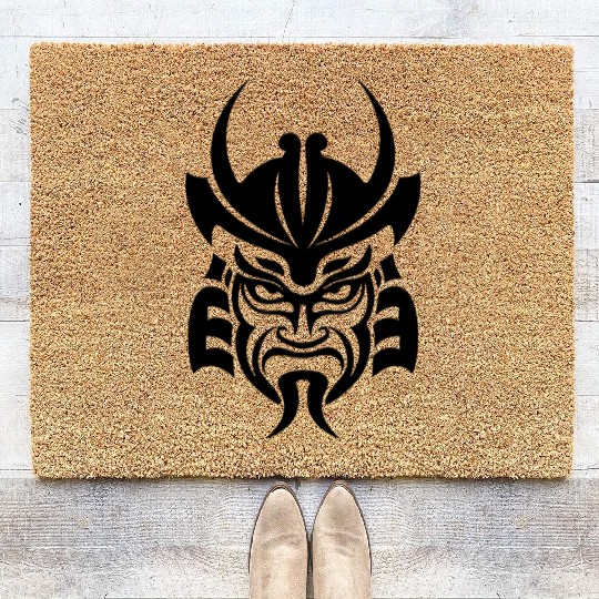 Samurai Helmet Logo Katana Swordsman Coir Doormats