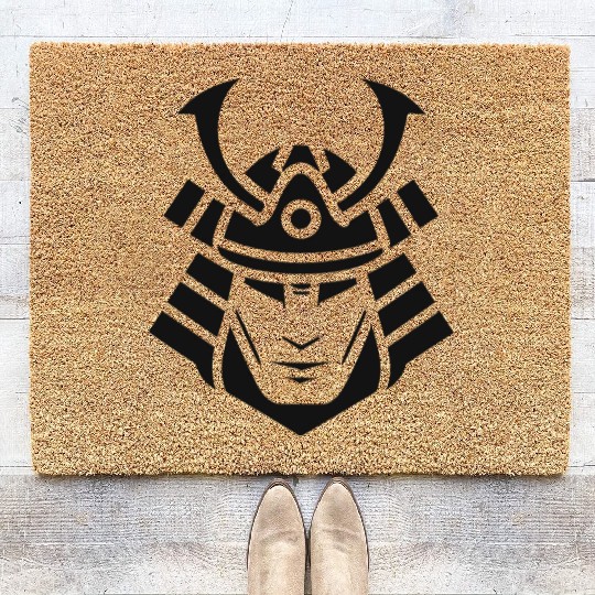 Samurai Helmet Logo Katana Swordsman Coir Doormats