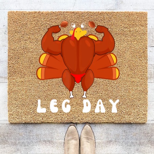 Funny Turkey Workout Gym Leg Day BodyBuilding Coir Doormats
