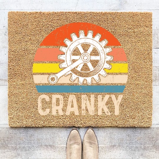 Cranky Vintage Sun funny Bicycle Lovers Coir Doormats