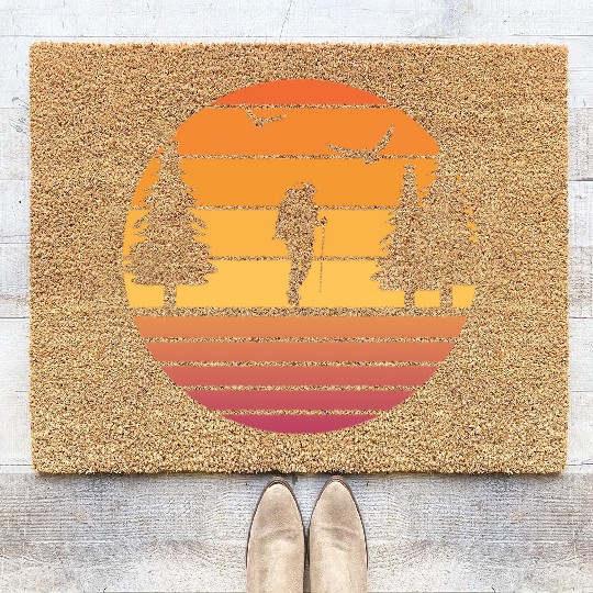 Retro Sun Mountain Hiking Climbing Nature Coir Doormats